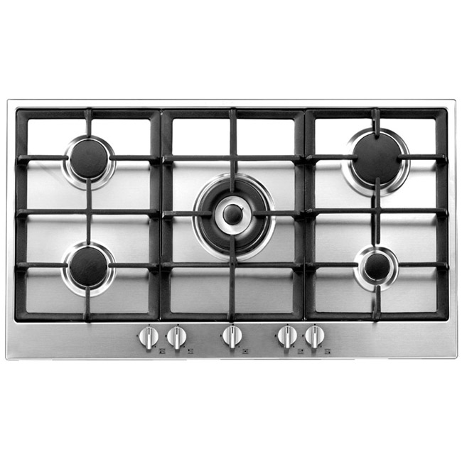 Baumatic BHG900.5SS 90cm 5 Burner Gas Hob In Stainless Steel, FSD