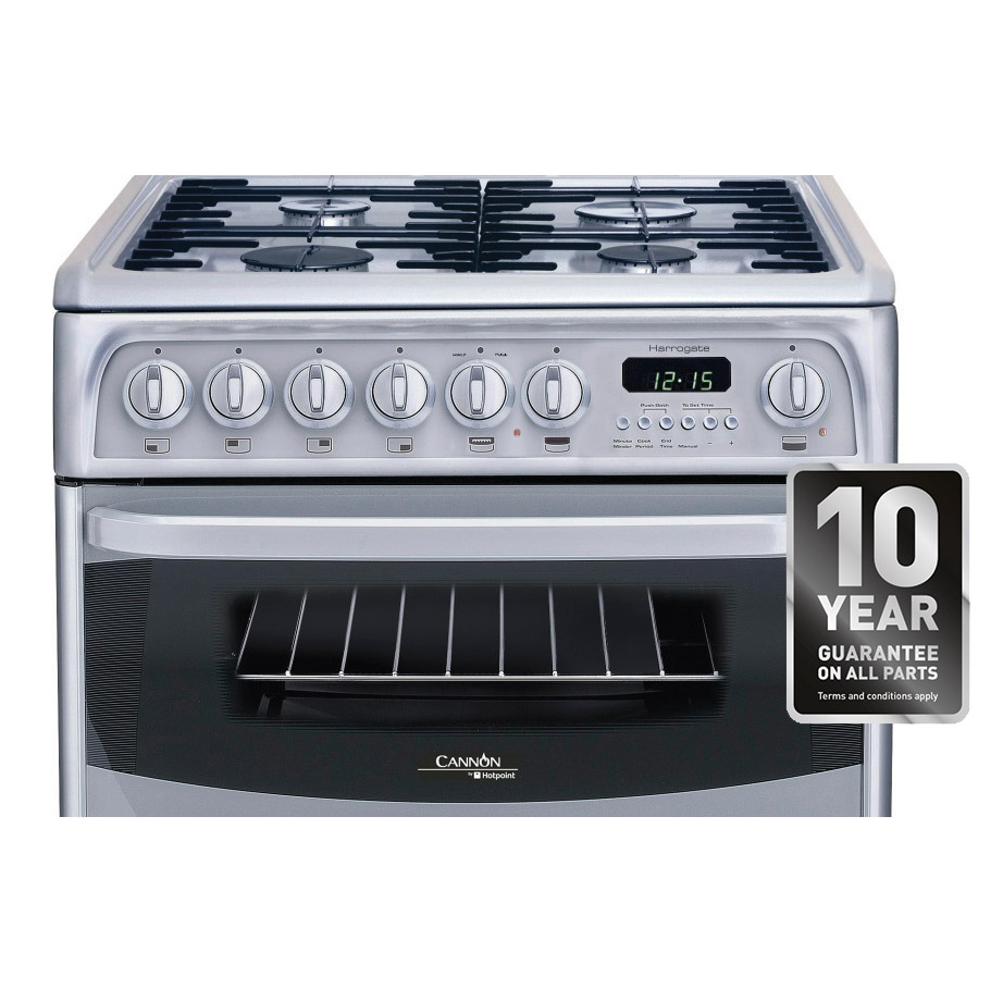 Cannon CH60DHSFS 60cm HARROGATE Dual Fuel Cooker in Silver, Double Oven