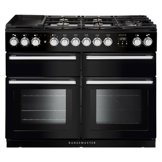 Rangemaster 118200 110cm NEXUS SE Dual Fuel Range Cooker in Black & Chrome