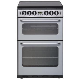 New World 550TSIDOM-SI 55cm Double Oven Gas Cooker in Silver Glass Lid FSD