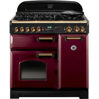 Rangemaster 85020 90cm CLASSIC Gas Range Cooker - Cranberry & Brass