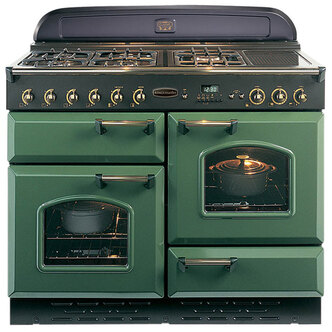 Rangemaster 73600 110cm CLASSIC Gas Range Cooker - Green & Brass Trim