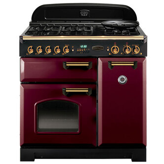 Rangemaster 85080 90cm CLASSIC LPG Range Cooker Cranberry & Brass Trim