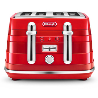 DeLonghi CTA4003.RD AVVOLTA 4 Slice Toaster in Red Extra Lift Function