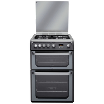 Hotpoint HUG61G 60cm ULTIMA Double Oven Gas Cooker in Graphite 77/32L