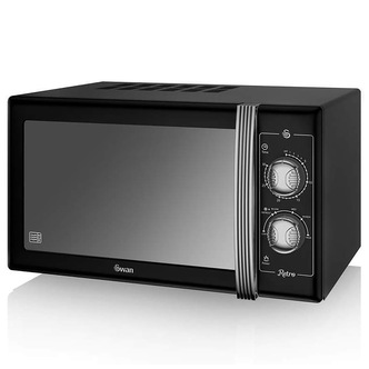 Swan SM22070LBN Retro Style Microwave Oven in Black 25 Litre 900W