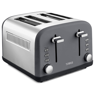 Tower T20042SLT 4 Slice Infinity Stone Toaster - Stainless Steel Slate