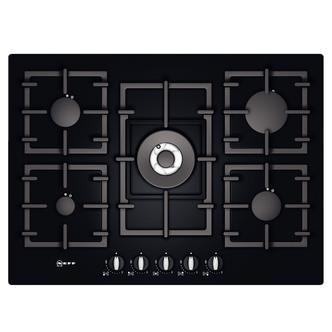 Neff T63S46S1 Built-In 70cm 5 Burner Gas Hob in Black Glass