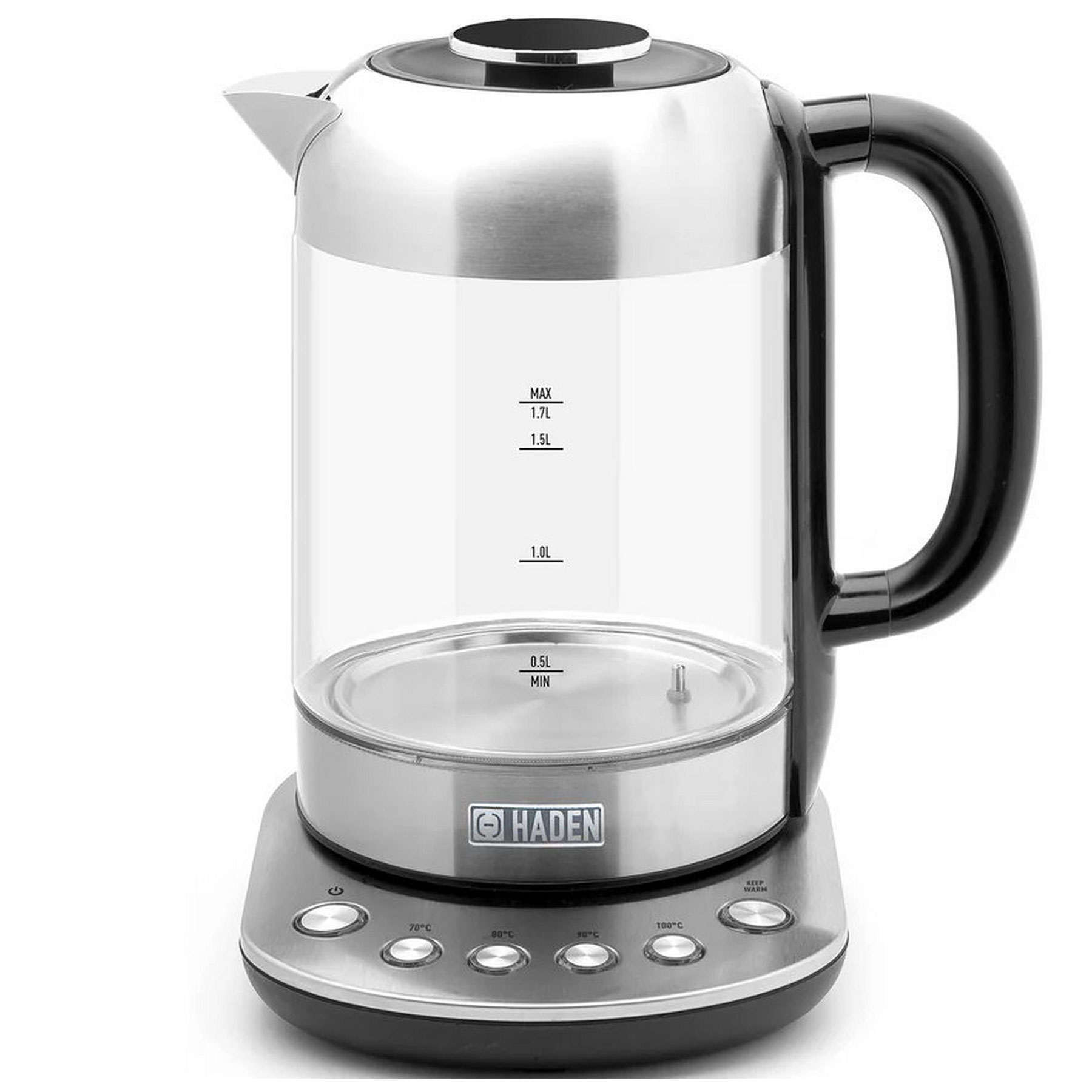 Haden 197207 Cordless Kettle in Clear Glass Variable Temperature