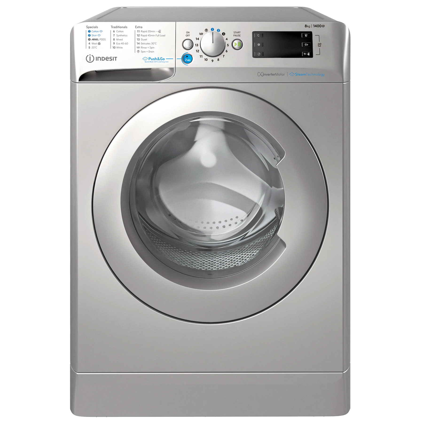 Photos - Washing Machine Indesit BWE81496XSV  in Silver 1400 Spin 8Kg A Rated 